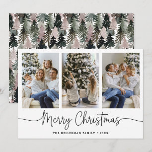 Cartão De Festividades Árvore Aquarela Foto Minimalista Natal