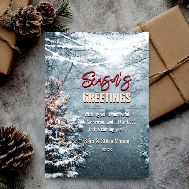 Cartão De Festividades Árvore branca de Natal Chic Woodland (Criador carregado)