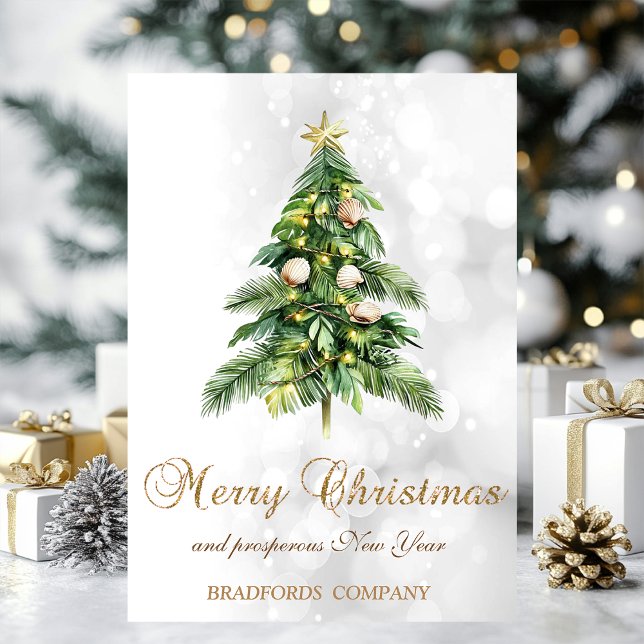 Cartão De Festividades Árvore das Palmeiras de Natal Elegante Bokeh (Criador carregado)