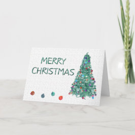 Cartão De Festividades Árvore de Aquarela Feliz Natal