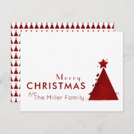 Cartão De Festividades Árvore de Aquarela Não Foto Feliz Família de Natal