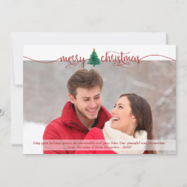 Cartão De Festividades Árvore de Aquarela Vermelha de Natal Moderno