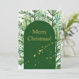 Cartão De Festividades Árvore de Arte de Aquarela Feliz Natal