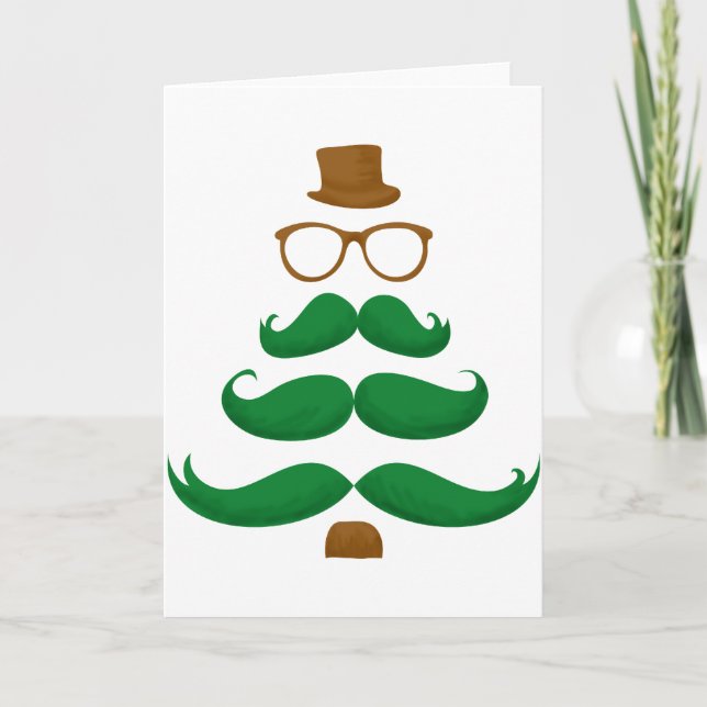 Cartão De Festividades Árvore de bigode Natal (Frente)