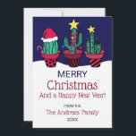 Cartão De Festividades Árvore de Cactus decorada e bonita no Natal<br><div class="desc">Este bonitinho, artístico e divertido cartões de natal de Natal é perfeito para o evento festivo e alegre. Apresenta uma ilustração de cacto decorado, vermelho, verde, preto e multicolorido, desenhada à mão; incluindo garland, luzes, ornamentos, cana-de-açúcar, protetor de estrelas, e um chapéu de Papai Noel sobre uma cama de neve...</div>