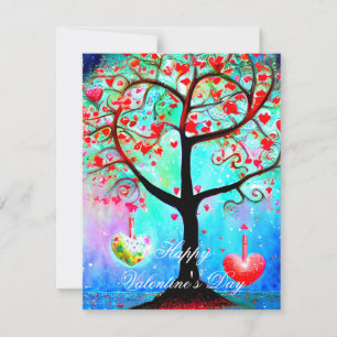 Cartão De Festividades Árvore de coração abstrato valentine