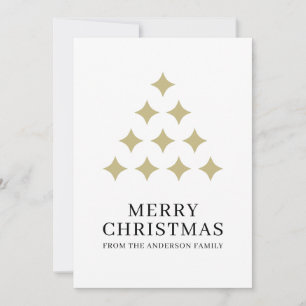 Cartão De Festividades Árvore de estrela simples branco Feliz Natal