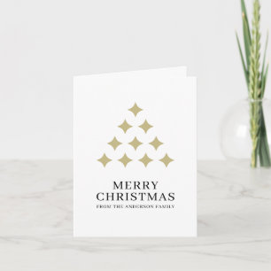 Cartão De Festividades Árvore de estrela simples branco Feliz Natal