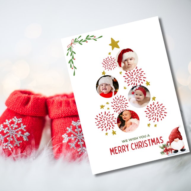 Cartão De Festividades Árvore de Fotografias de Bebês Bonita,Moderno,Nata (Criador carregado)