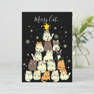 Cartão De Festividades Árvore de Gato Gato-Mas, Feliz de Natal feliz