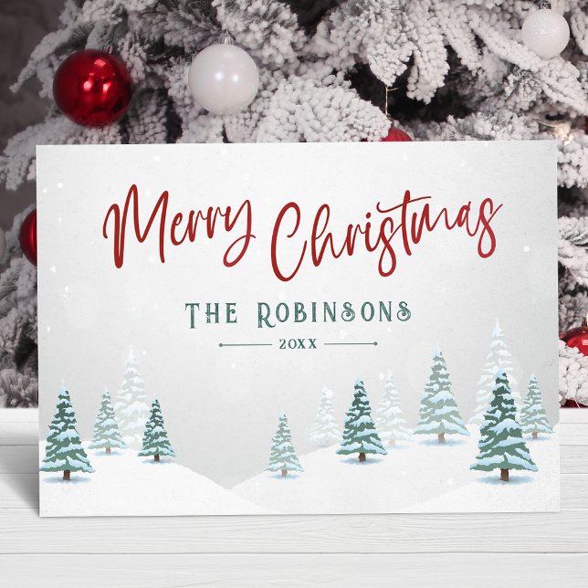 Cartão De Festividades Árvore de inverno feliz Na moda de Natal (Available in high quality print or digital download for quick text messaging, email or self print.)