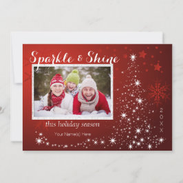 Cartão De Festividades Árvore de luzes brancas com quatro fotos