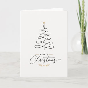 Cartão De Festividades Árvore de Natal Abstrata Minimalista 