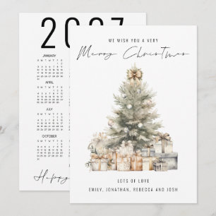 Cartão De Festividades Árvore de Natal Alegre Calendário 2027