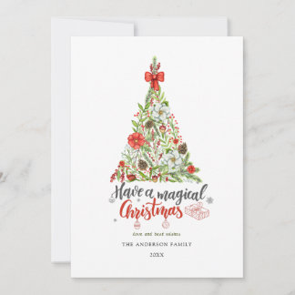 Cartão De Festividades Árvore de Natal alegre com aquarela minimalista mo