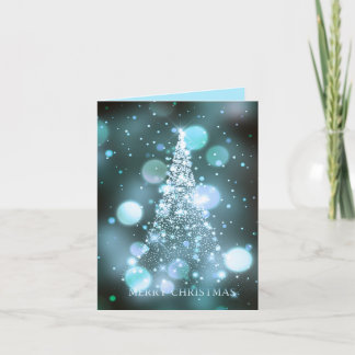 Cartão De Festividades Árvore de Natal Alegre com Bokeh Brilhante