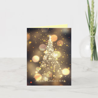 Cartão De Festividades Árvore de Natal Alegre com Bokeh Brilhante