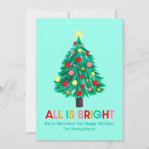 Cartão De Festividades Árvore de Natal "All Is Bright", Personalizada Col