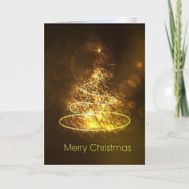 Cartão De Festividades Árvore de Natal Amarelo e Marrom com Estrela