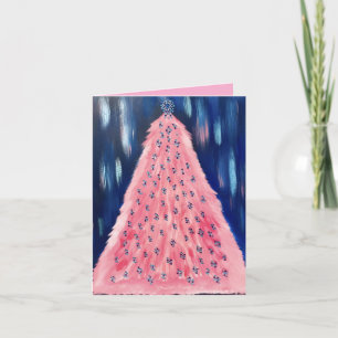 Cartão De Festividades Árvore de Natal Anjo Rosa