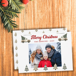 Cartão De Festividades Árvore de Natal Antiga em Foto de Família em Camin