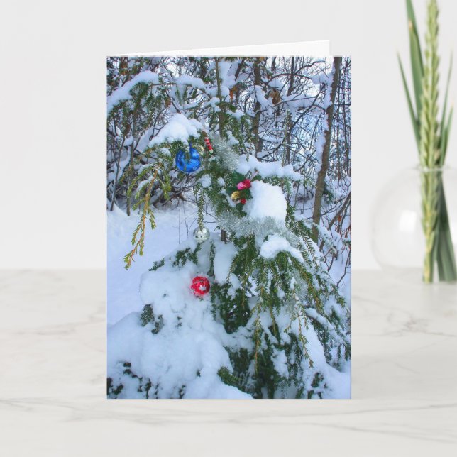 Cartão De Festividades Árvore de Natal antiquada (Frente)