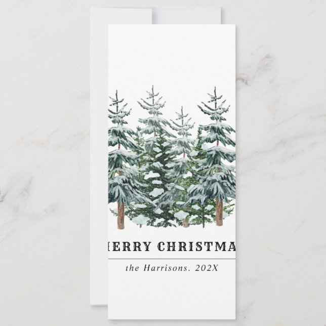 Cartão De Festividades Árvore de Natal Aquarela Moderna Sem Foto (Frente)