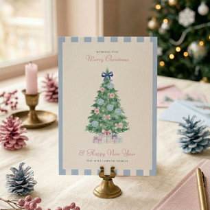 Cartão De Festividades Árvore de Natal Aquarela Preppy Não Foto