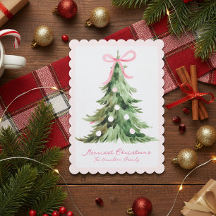 Cartão De Festividades Árvore de Natal Arco Rococó Ornamentado Rosa Coque