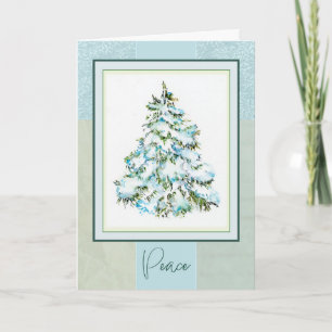 Cartão De Festividades Árvore de Natal Árvore de Natal Neve Aquarela Cart