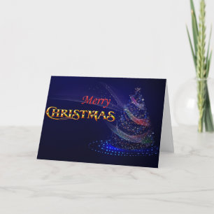 Cartão De Festividades Árvore de Natal Azul Feliz Natal