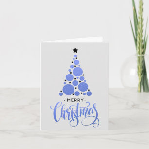 Cartão De Festividades Árvore de Natal Azul Moderna Feriado