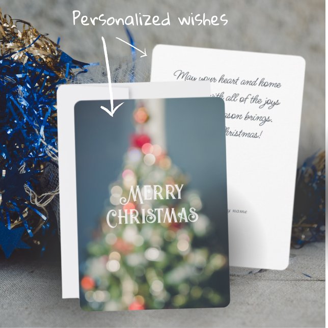 Cartão De Festividades Árvore de Natal azul pastel de estilo vegetativo (Criador carregado)