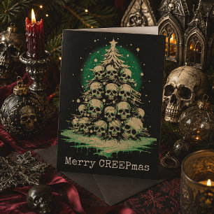 Cartão De Festividades Árvore de Natal Caveira Gótica Terror Espiritual