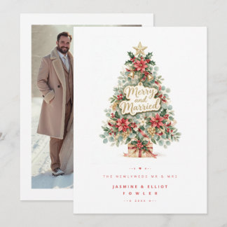 Cartão De Festividades Árvore de Natal Chic Exquisita Foto de Recém-Casad