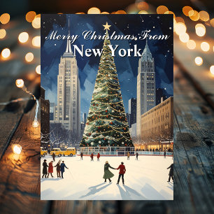Cartão De Festividades Árvore de Natal Clássica de Nova York