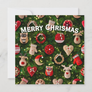 Cartão De Festividades Árvore de Natal com brinquedos de feltro