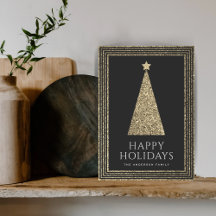 Árvore de Natal com Glitter Dourado Cobre e Carvão