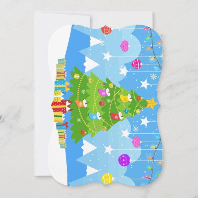 Cartão De Festividades Árvore de Natal com Star e Presente Feriado (Frente)