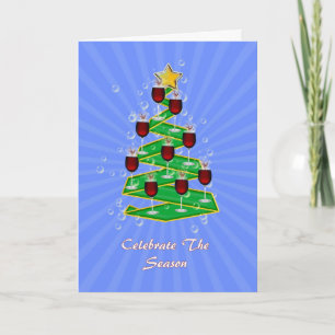 Cartão De Festividades Árvore de Natal com Vinho