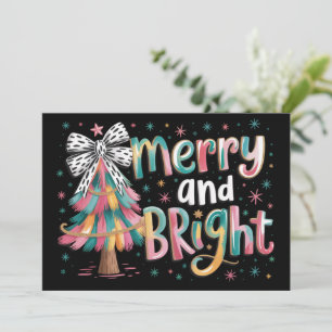Cartão De Festividades Árvore de Natal Coquette Glitter Alegre e Brilhant