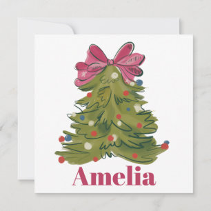 Cartão De Festividades Árvore de Natal Coquette Personalizada Feminina
