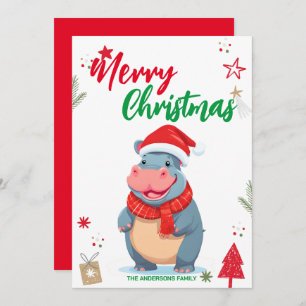 Cartão De Festividades Árvore de Natal Cute Hippo Nome das mulheres