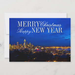 Cartão De Festividades Árvore de Natal da Agulha Espacial, Seattle Skyli