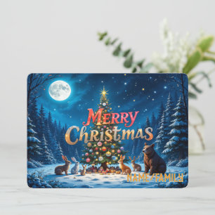 Cartão De Festividades Árvore de Natal da Floresta Encantada