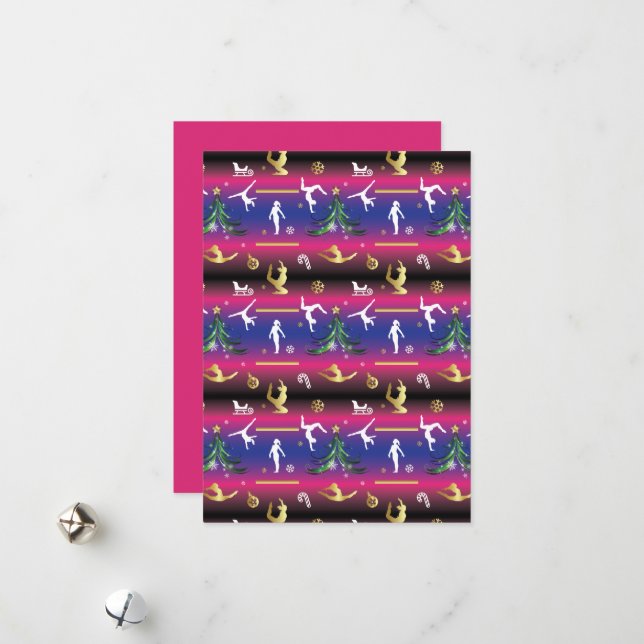 Cartão De Festividades Árvore de Natal da ginástica feminina (Frente/Verso In Situ)