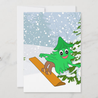 Cartão De Festividades Árvore de Natal da snowboarding