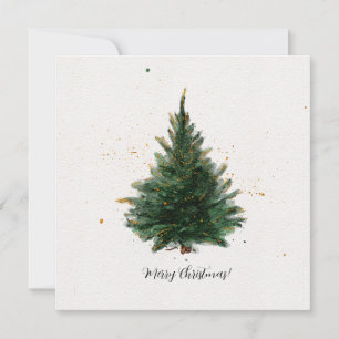 Cartão De Festividades Árvore de Natal de Aquarela