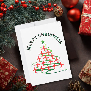 Cartão De Festividades Árvore de Natal de Avião e Foto de Aviação Simples