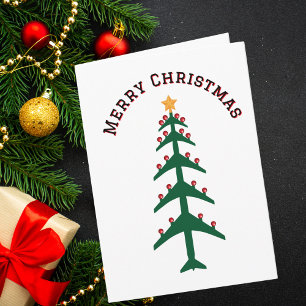 Cartão De Festividades Árvore de Natal de Avião Foto Minimalista Aviação